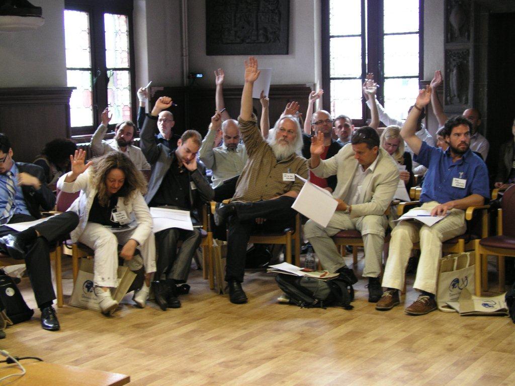 Participants at the Democracy International founding meeting