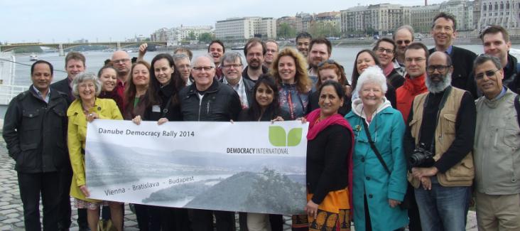 The participants of the Danube Democracy Rally in Budapest