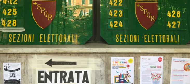 Entrance to a polling station in Rome. Photo by Bruno Kaufmann