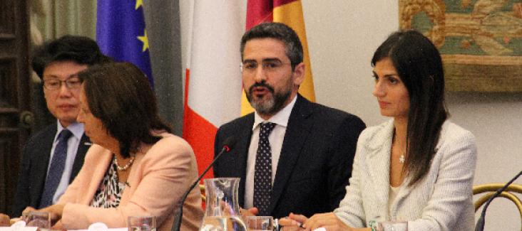 Mayor Virginia Raggi of Rome, Minister for Direct Democracy Riccardo Fraccaro and Flavia Marzano, Rome City Councillor on Innovation