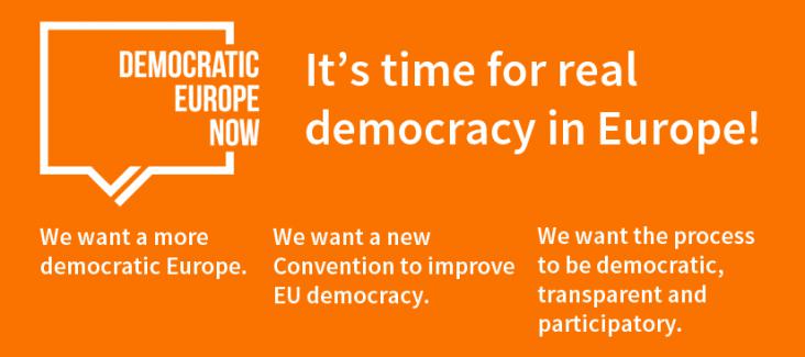 Banner Democratic Europe Now!