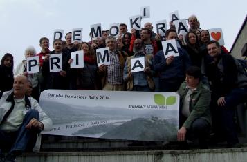 The participants of the Danube Democracy Rally in Bratislava
