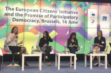 Sophie von Hatzfeldt advocating Democracy International's demands for ECI reform
