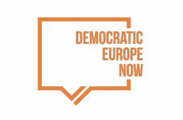 Logo of Democratic Europe Now! (orange)