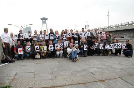 Participants of the Danube Democracy Rally in Bratislava 