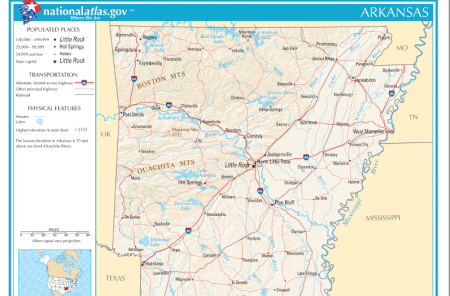 Map of Arkansas, Source: National Atlas of United States