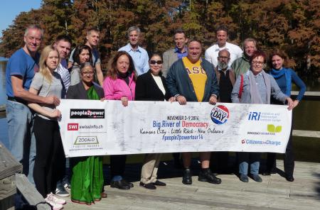 The participants of the journey at the Mississippi in Louisiana