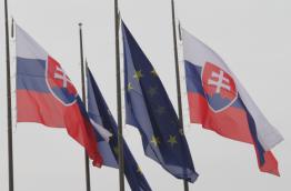 Flags of Slovakia and the EU in Bratislava