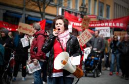 Woman demonstrating in Sweden. Image by Michael Erhardsson, all rights reserved (c) 