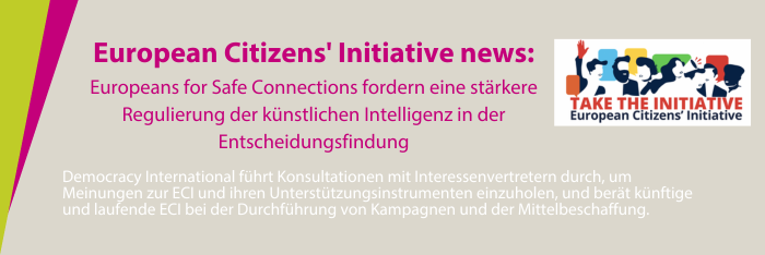 Bild: Nachrichten der Europäischen Bürgerinitiative: Europeans for Safe Connections fordern eine stärkere Regulierung von künstlicher Intelligenz in der Entscheidungsfindung.